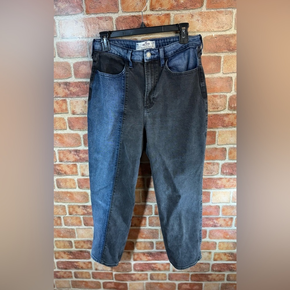 curvy ultra high rise 90’s vintage straight color block jeans sz 11R Hollister